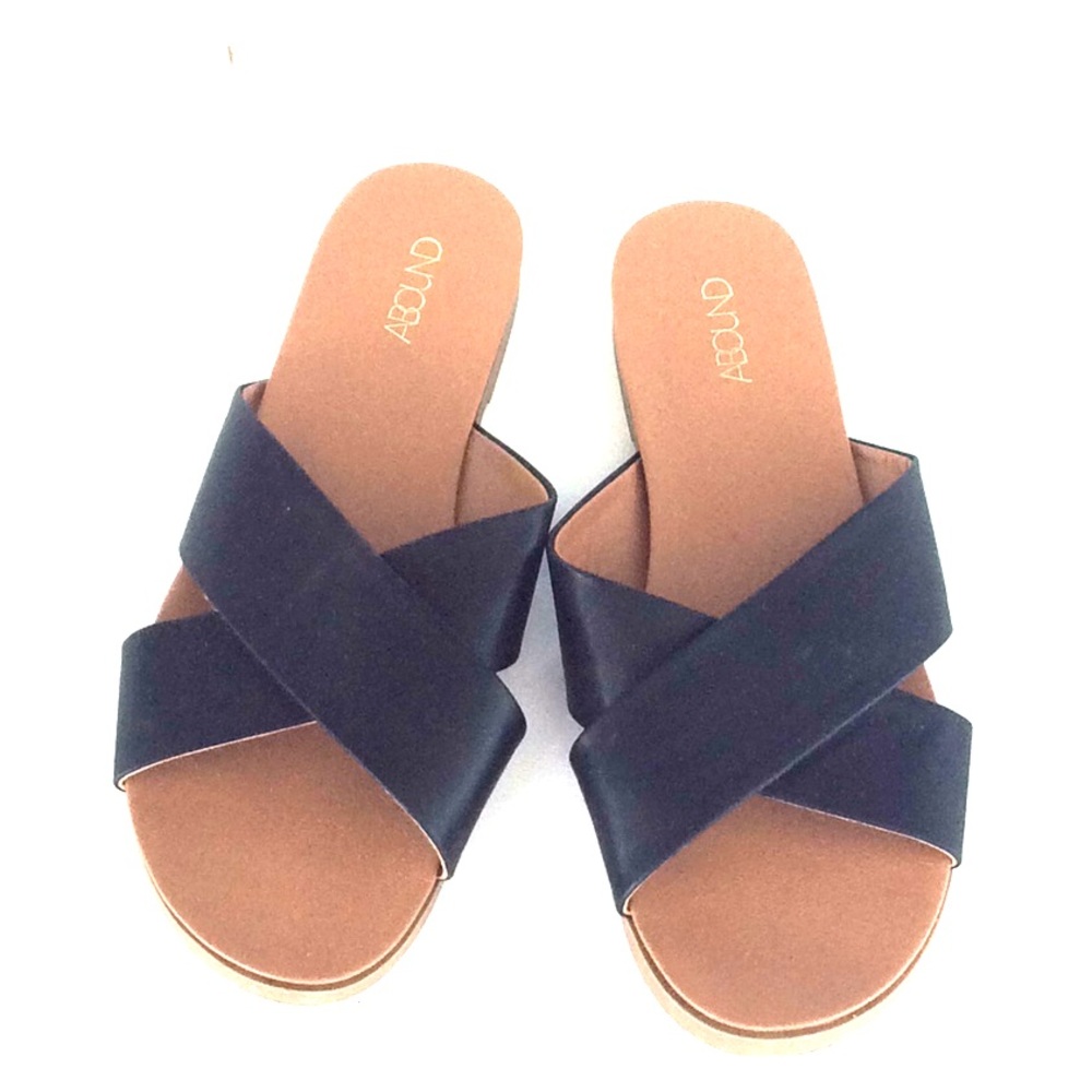 criss-cross vegan leather slide sandals